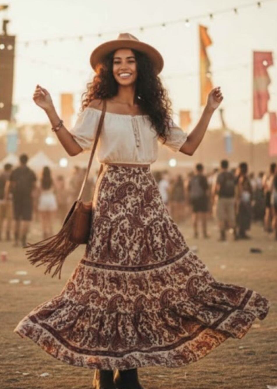 Free People We The Free Cream Peasant Top Cinch Bottom M